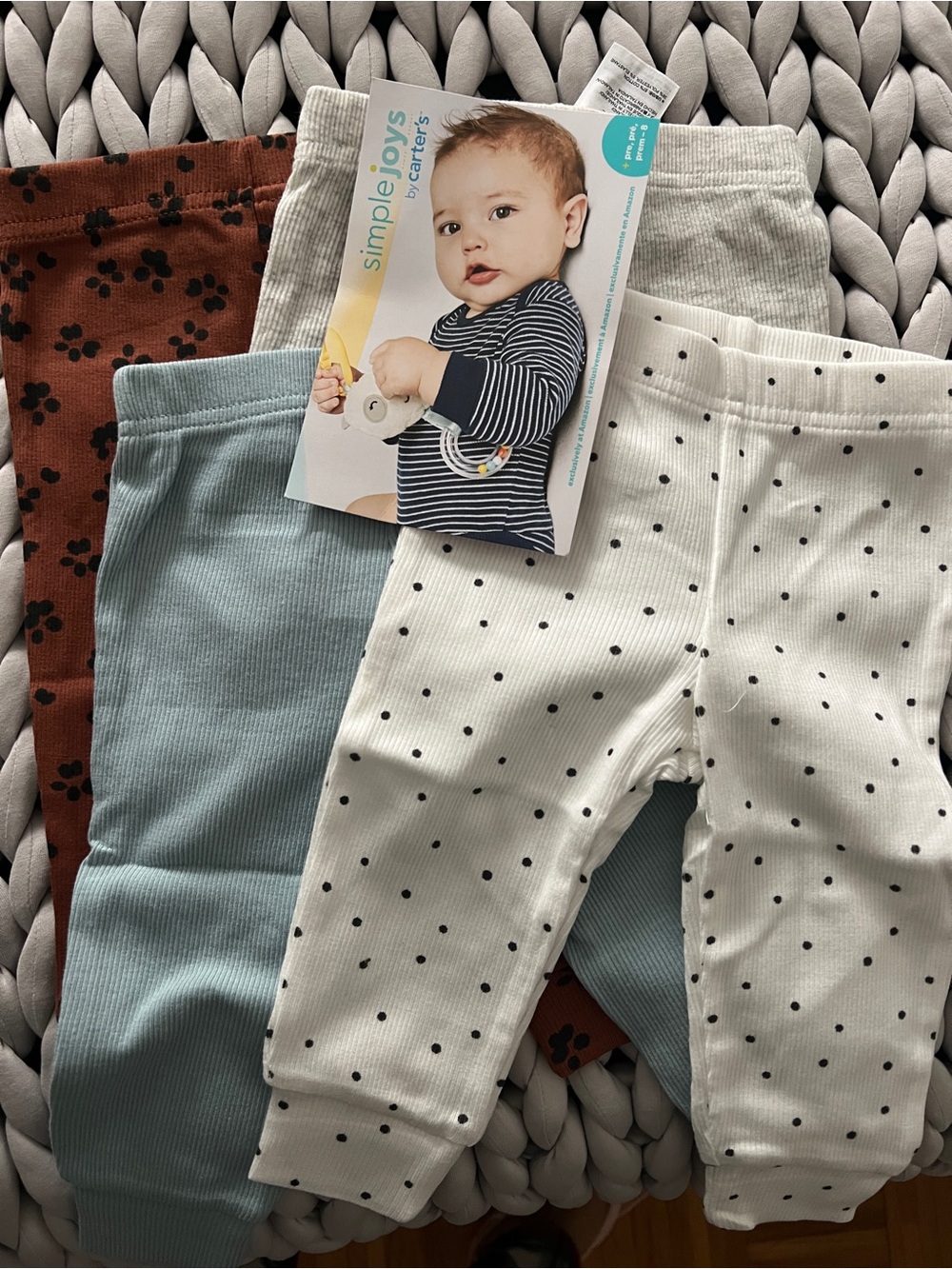 Simple Baby Leggings Pack - White, Light Blue, Rust